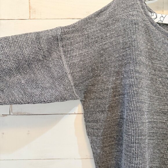 LARGE Eileen Fisher Gray Organic Linen Délavé Round Neck Crochet Top - Picture 3 of 11